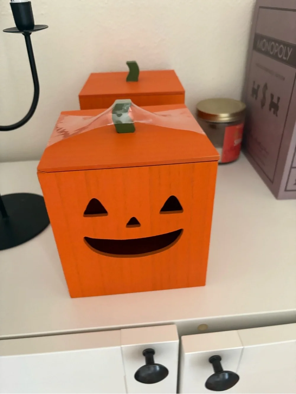 Target Bullseye Playground Wood Tissue Holder Box JackOLantern Pumpkin Halloween